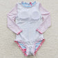 S0140 Baby Girl Long Sleeves Flamingo One Piece Summer Swimsuit