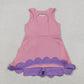 Baby Girls Kids Sleeveless Pink Plaid Bows with Shorts Yoga Dress RTS