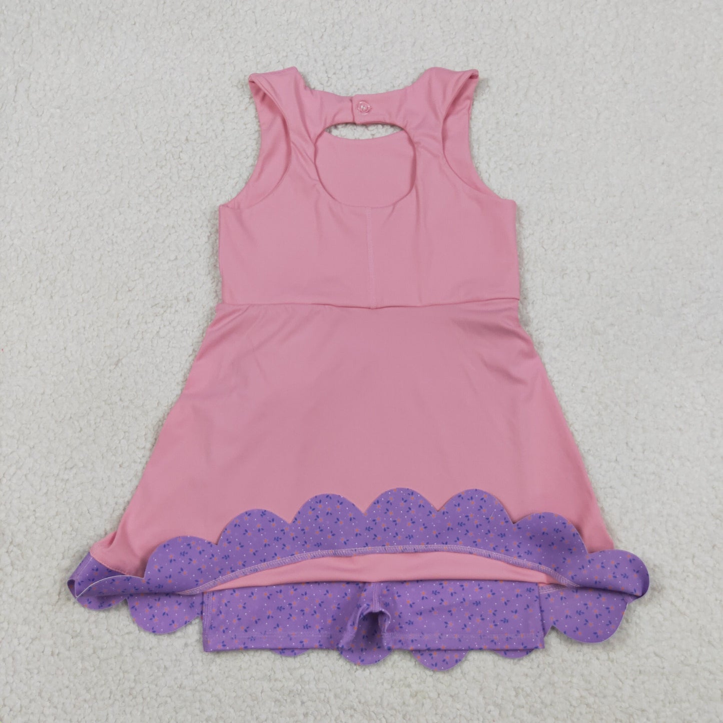 Sibling Baby Girls Kids Sleeveless Bows Yoga Scallop Shorts Dresses Clothes RTS