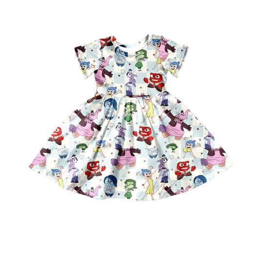 Baby Girl Short Sleeves Cartoon Knee Length Dress