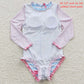 S0140 Baby Girl Long Sleeves Flamingo One Piece Summer Swimsuit