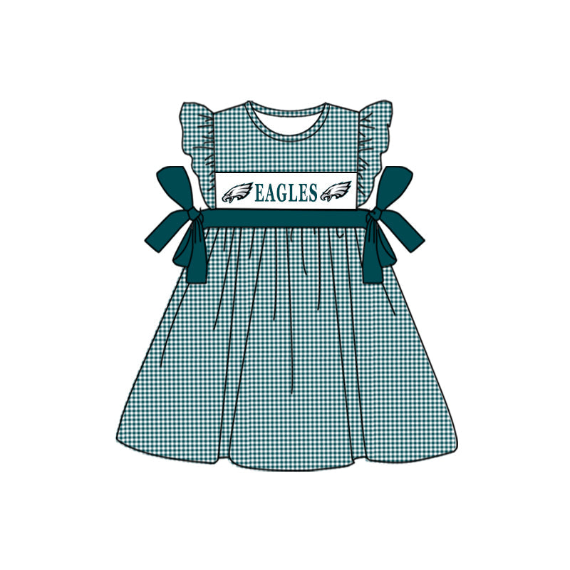 Baby Girl Green Checkered Short Sleeve Team Dress