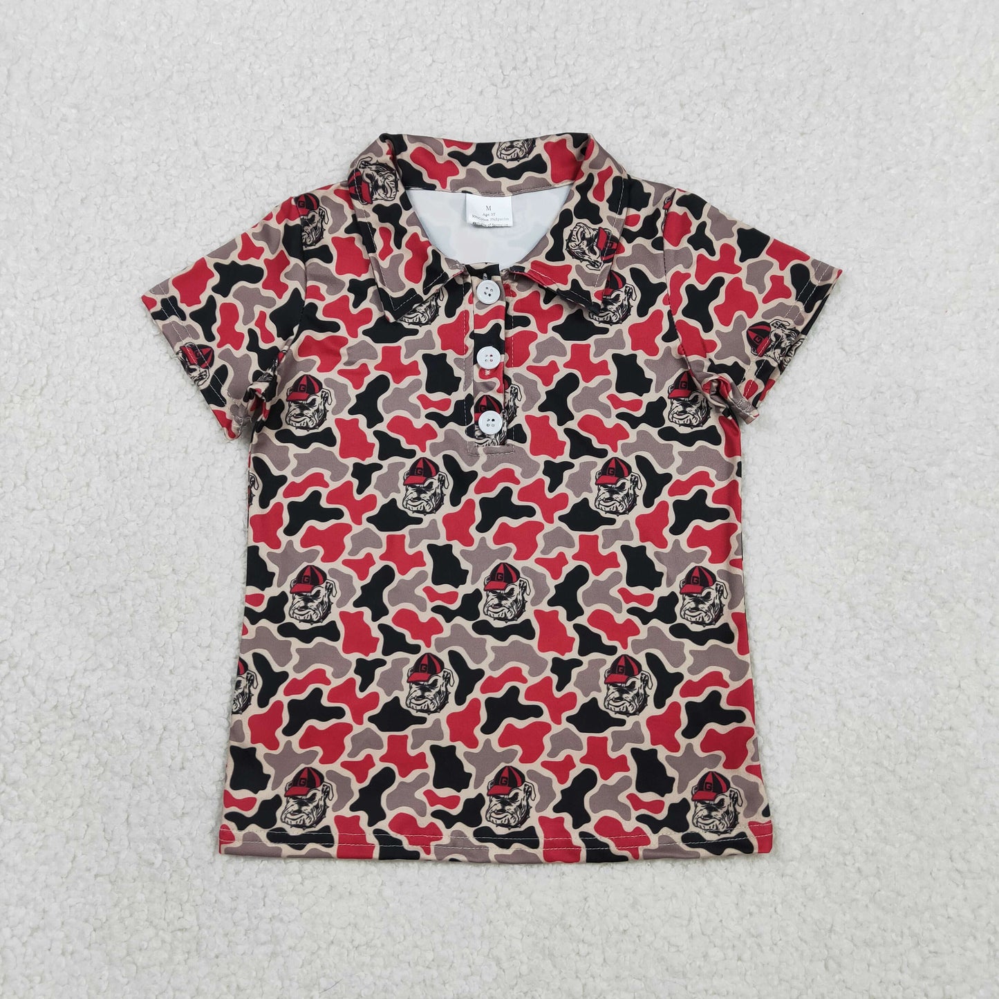 Baby Boys Kids Short Sleeves Dogs Camo Print Team Buttons Shirt Tops RTS