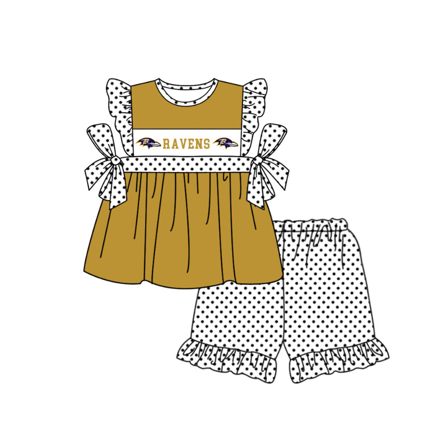 ( Moq 5 ) Baby Girls Toddler Short Sleeves Tunic Dots Shorts Team Set