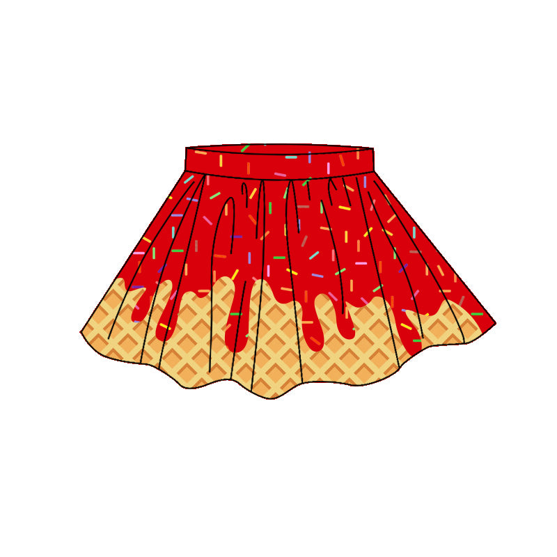 ( Moq 5 ) Preorder Baby Girls Kids Red Sprinkles Drips Skirt Shorts Yoga Active Bottom Clothes