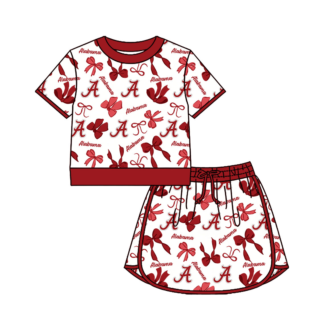 ( Moq 5 Each Style ) Sibling Baby Girls Kids Bows Team Shirt Sets Clothes