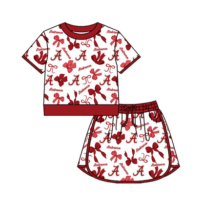 ( Moq 5 Each Style ) Sibling Baby Girls Kids Bows Team Shirt Sets Clothes