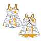 ( Moq 5 each style ) Baby Girl Toddler Team Stars Bows Sibling Skort Dress Set 6.5