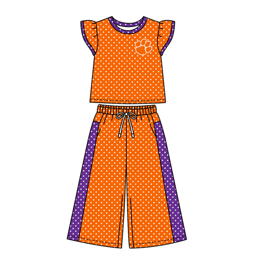 ( Moq 5 ) Baby Girls Kids Short Sleeves Shirt Pants Team Set Clothes