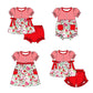 Baby Girl Short Sleeves Watermelon Red Plaid Sibling Romper Dress Clothes Set ( Moq 5 Each Design )