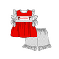 ( Moq 5 Each Style ) Baby Boys Girls Kids Short Sleeves Team Sibling Red Romper Dress Set