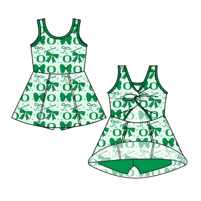 ( Moq 5 each style ) Baby Girl Toddler Team Green Bows Sibling Dress Set 6.24
