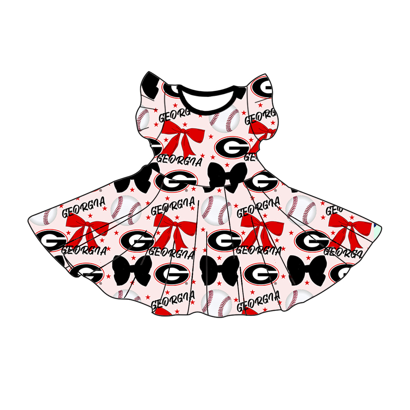 ( Moq 5 each style ) Baby Girl Toddler G Team Bows Baseball Sibling Dress Set