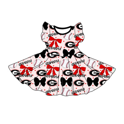 ( Moq 5 each style ) Baby Girl Toddler G Team Bows Baseball Sibling Dress Set