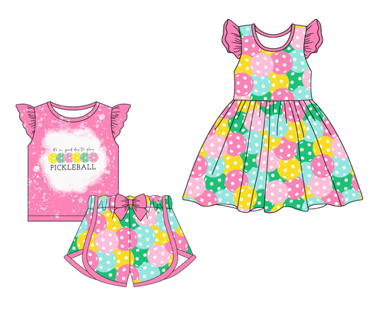 Baby Girl Short Sleeves Ball Pink Sibling Dress Set ( Moq 5 Each Style ) 1.9