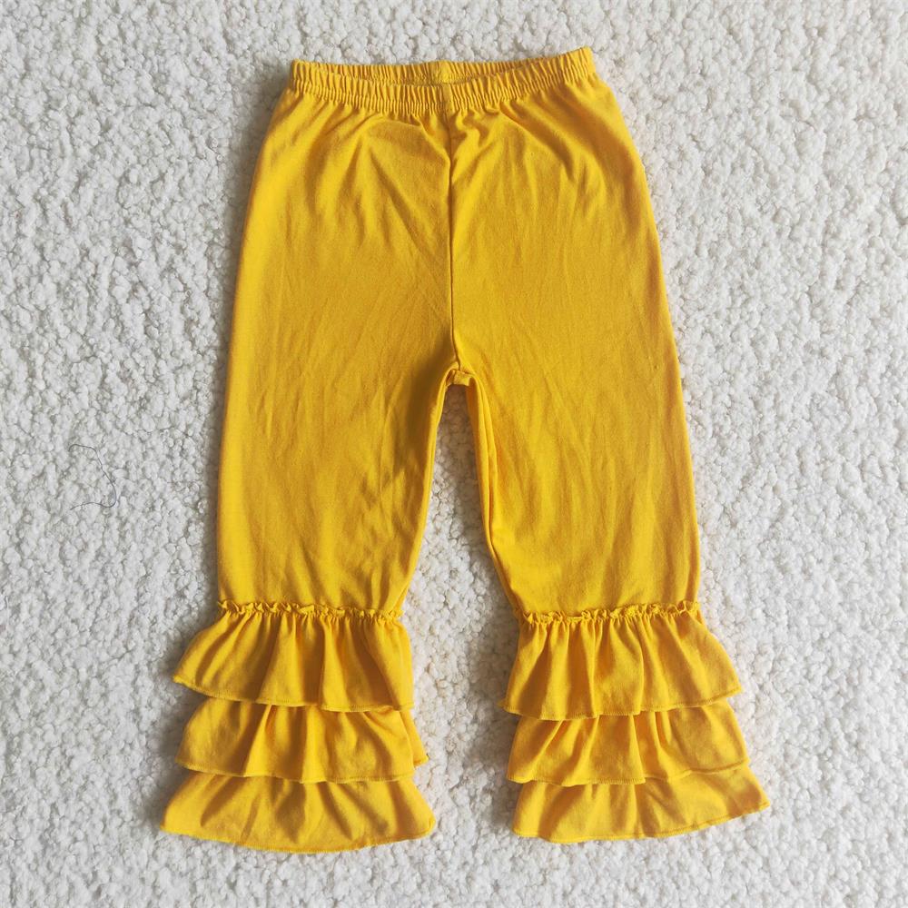 D10-19 Baby Girl Yellow Ruffle Cotton Pants