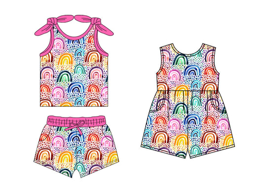 Baby Girl Rainbow Straps Sibling Jumpsuit Set ( Moq 5 Each Style ) 1.18