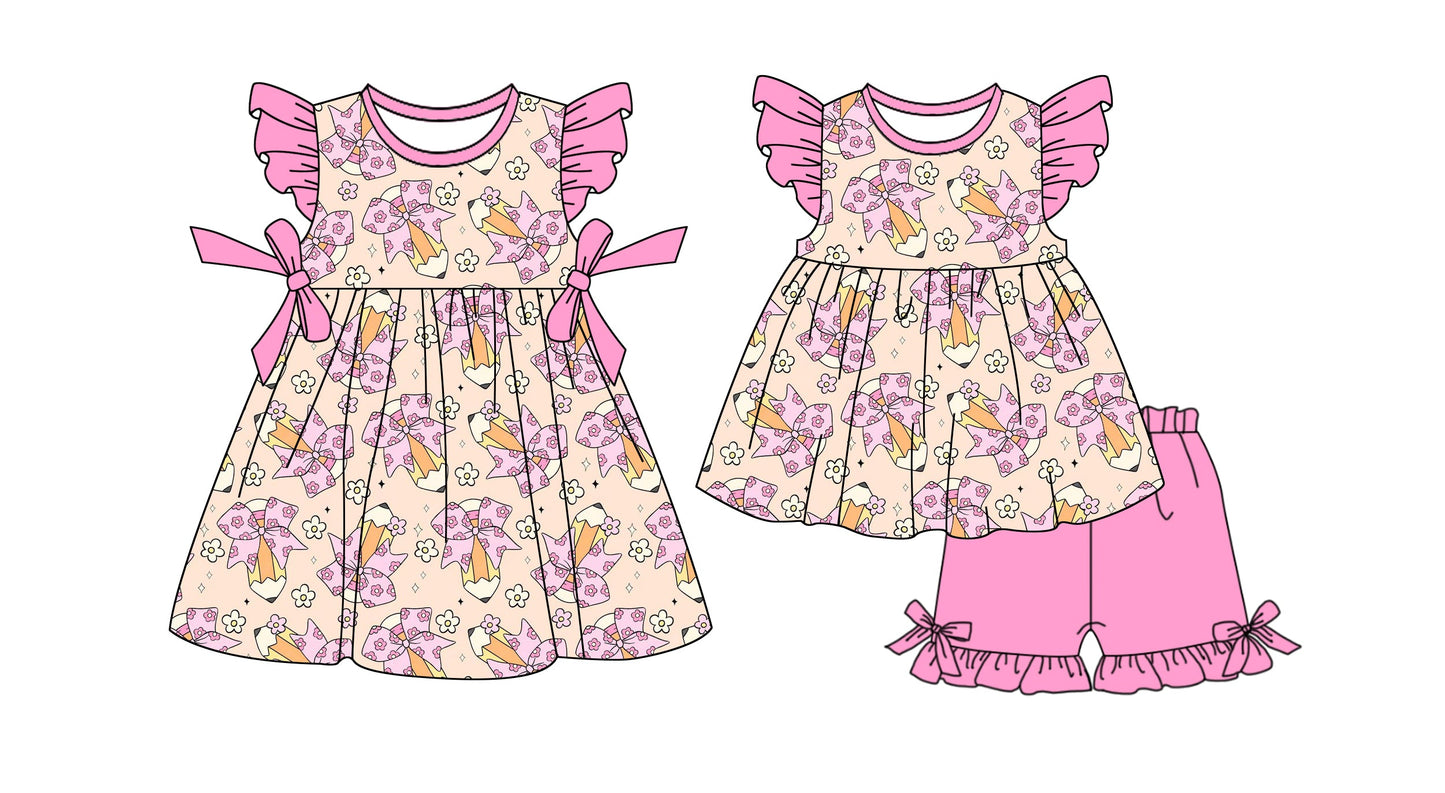 Baby Girl Pencil Bows Back To School Sibling Dress Set ( Moq 5 Each Style ) 1.6