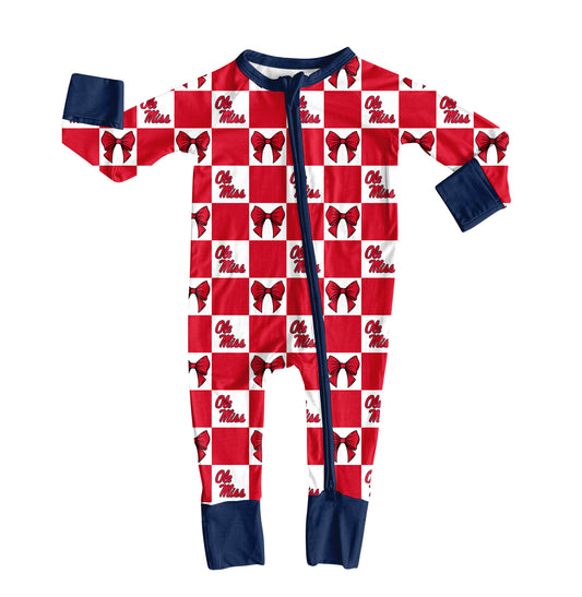 ( Moq 5 ) Custom Baby Girls Kids Long Sleeves Zipper Sleeper Footie Romper Team Clothes