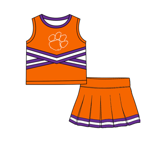 ( Moq 5 ) Baby Girls Kids Sleeveless Vest Skirt Shots Team Set Clothes