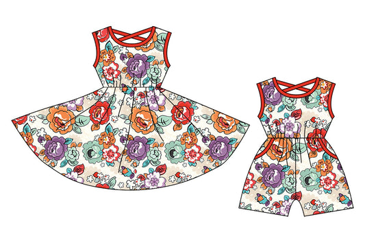 Baby Girl Sleeveless Flower Sibling Jumpsuit Dress ( Moq 5 Each Style ) 12.25