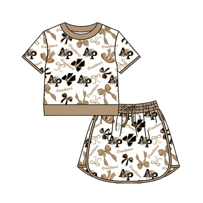 ( Moq 5 Each Style ) Sibling Baby Girls Kids Bows Team Shirt Sets Clothes