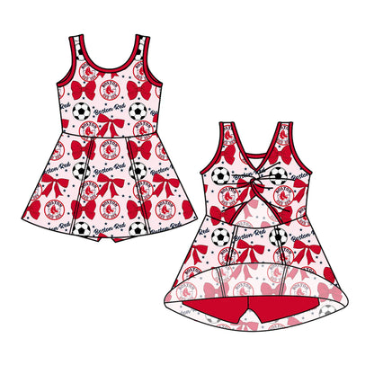 ( Moq 5 each style ) Baby Girl Toddler Team Stars Bows ‌Soccer‌ Sibling Romper Dress Set 6.14