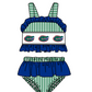 ( Moq 5 Each Style ) Baby Boys Girls Green Stripes Sibling Team Sets Swimsuits Football Clothes