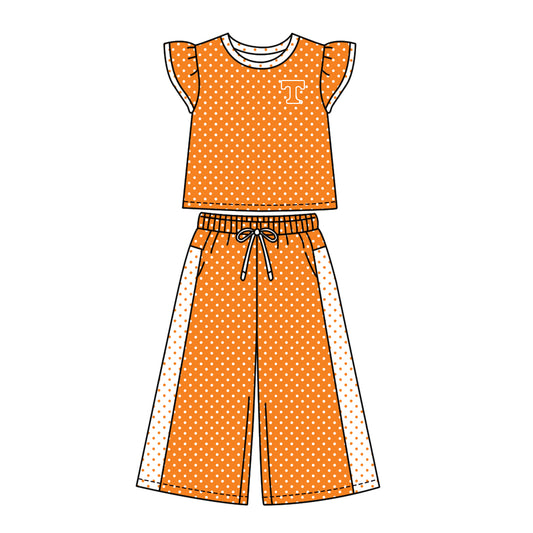 ( Moq 5 ) Baby Girls Kids Short Sleeves Shirt Pants Team Set Clothes