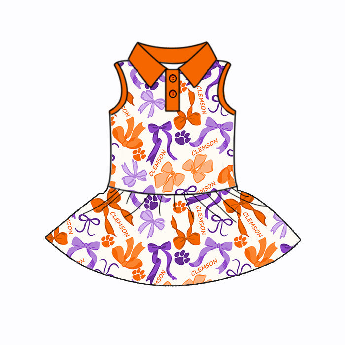 ( Moq 5 each style ) Baby Girl Team Tiger Bows Sibling Dress Set 5.15