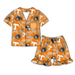 ( Moq 5 each style ) Baby Boy Girl Short Sleeves Team T Dog Yellow Sibling Dress Shirt Set 5.6