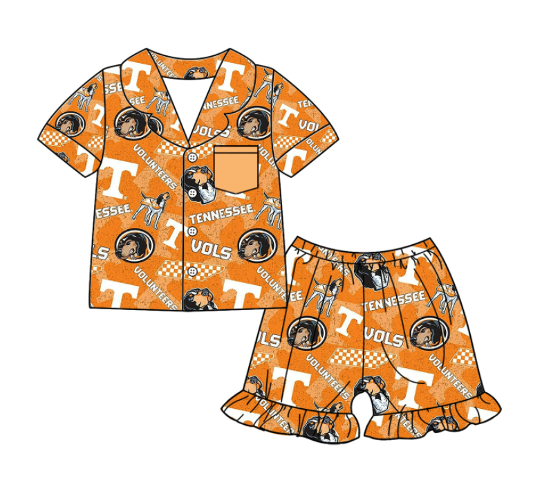 ( Moq 5 each style ) Baby Boy Girl Short Sleeves Team T Dog Yellow Sibling Dress Shirt Set 5.6