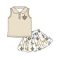 ( Moq 5 each style ) Baby Girl Toddler Team Bows Sibling Khaki Romper Dress Set 7.10