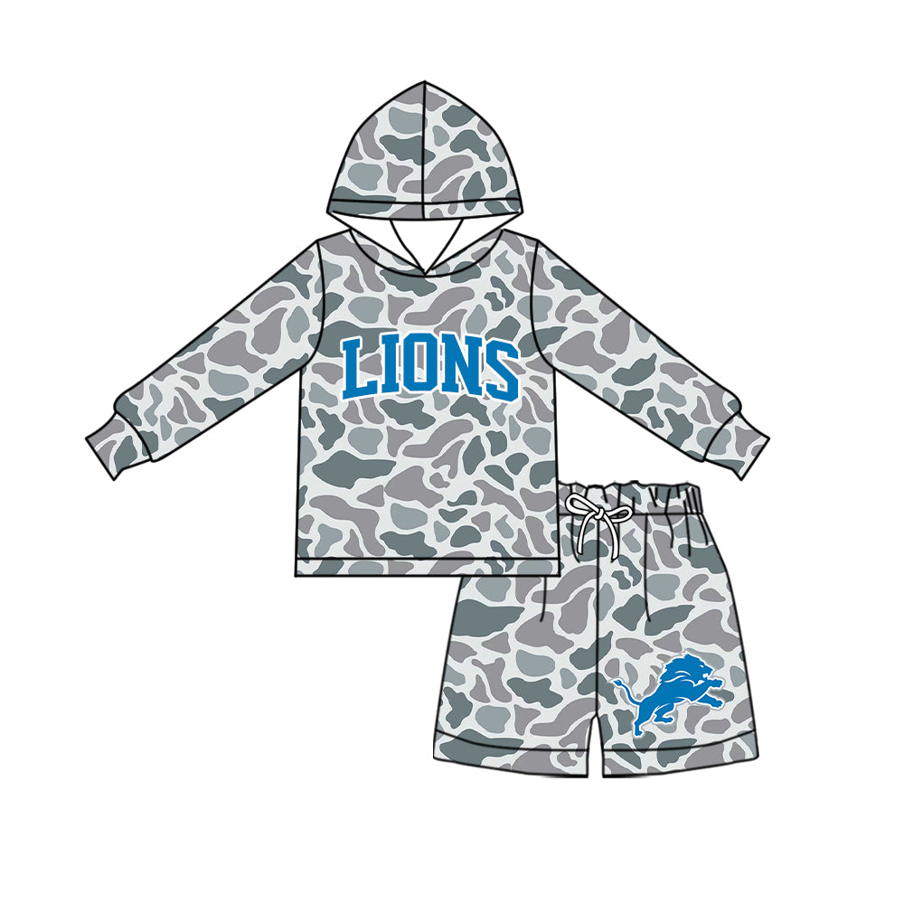 ( Moq 5 ) Baby Girls Kids Long Sleeves Hoodie Shirt Camo Shorts Team Set Clothes