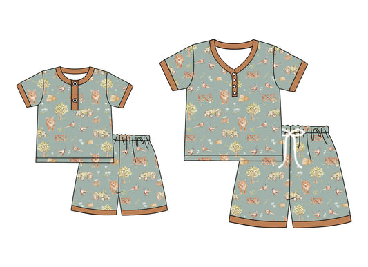 ( Moq 5 Each Style ) Baby Girl Adult Women Western Cow Buttons Sibling Summer Mommy And Me Family Pajamas Set 4.21