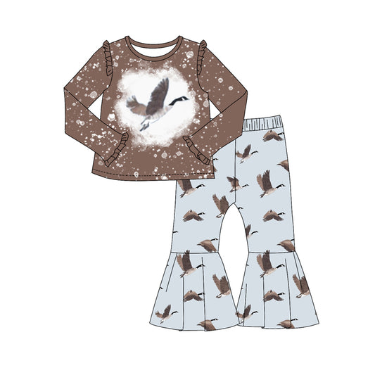 Baby Girl Toddler Long Sleeves Duck Shirt Bell Pants Hunting Set