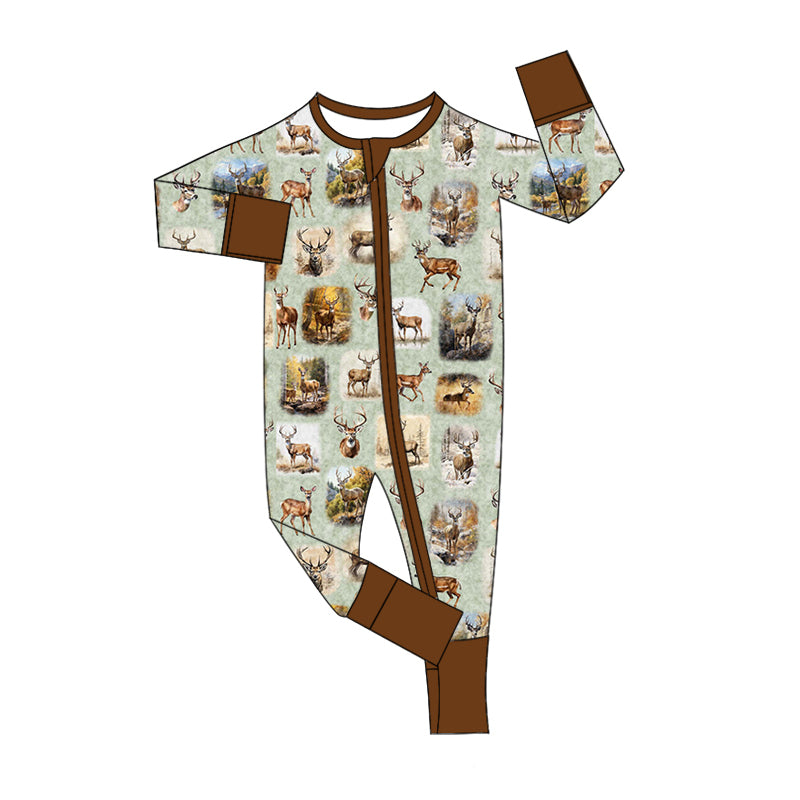 Baby Boy Infant Long Sleeves Deer Zipper Romper