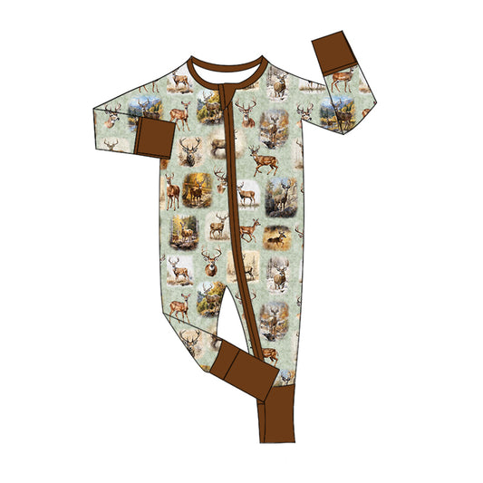 Baby Boy Infant Long Sleeves Deer Zipper Romper