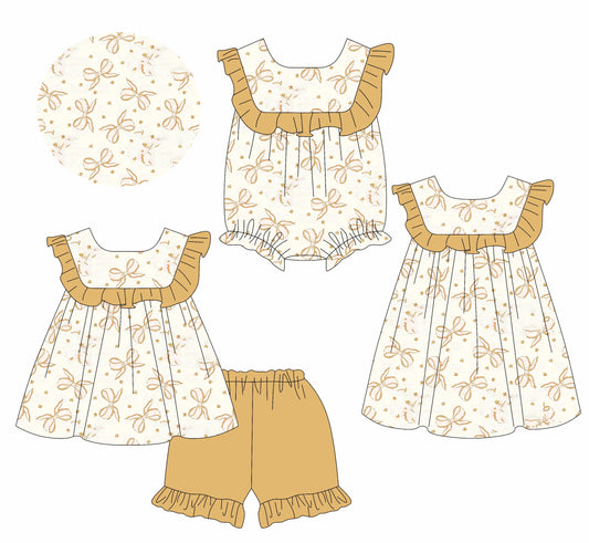 Baby Girl Bows Ruffle Sibling Romper Dress Set ( Moq 5 Each Style ) 2.8