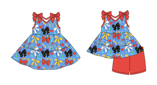 Baby Girl Straps Bows Back To School Sibling Dress Set ( Moq 5 Each Style ) 2.27