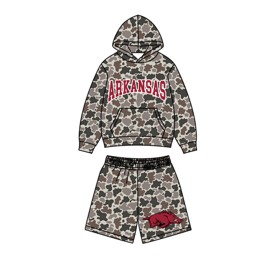 ( Moq 5 ) Baby Boys Kids Long Sleeves Hoodie Pocket Camo Shirt Shorts Team Set Clothes