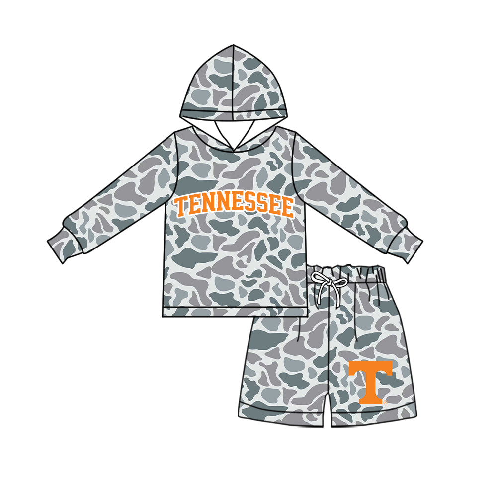 ( Moq 5 ) Baby Girls Kids Long Sleeves Hoodie Shirt Camo Shorts Team Set Clothes