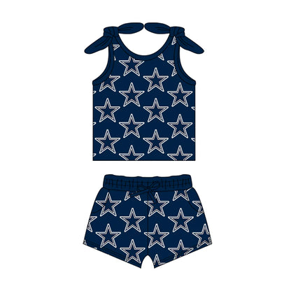 ( Moq 5 each style ) Baby Girl Toddler Stars Team Sibling Romper Dress Set 7.15