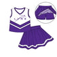 ( Moq 5 each style ) Baby Girl Summer Team Cheer Sibling Purple Bows Dress Set 7.19