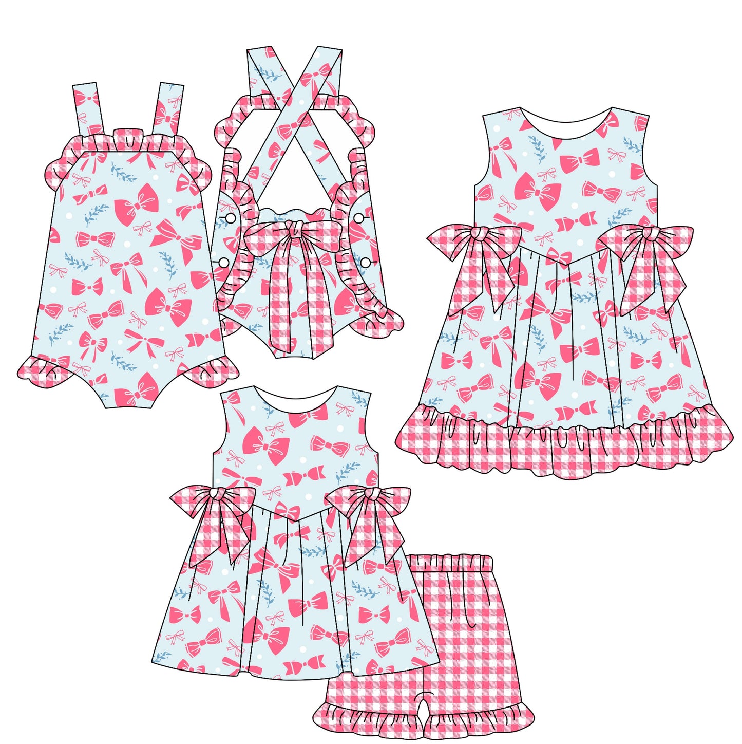Baby Girl Sleeveless Bows Sibling Romper Dress Set ( Moq 5 Each Style ) 2.19