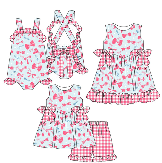 Baby Girl Sleeveless Bows Sibling Romper Dress Set ( Moq 5 Each Style ) 2.19