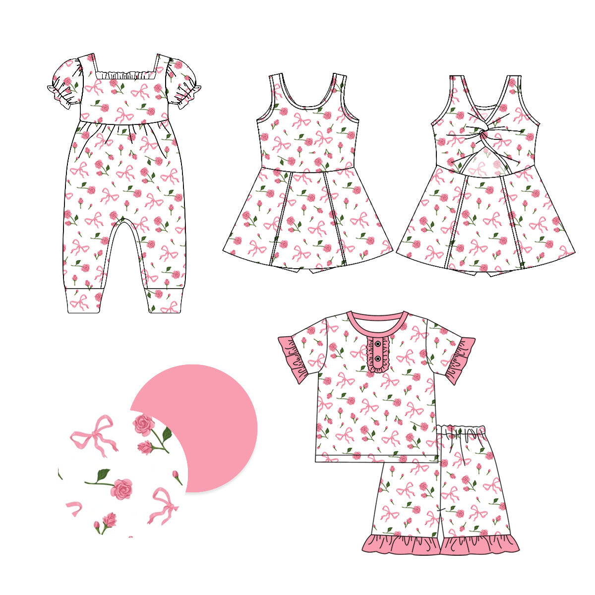 Baby Girl Bows Flower Sibling Romper Dress Set ( Moq 5 Each Style ) 1.16