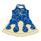 ( Moq 5 each style ) Baby Boy Girl Summer Team Sibling Blue Drip Bows Shorts Shirt Dress Set 7.25