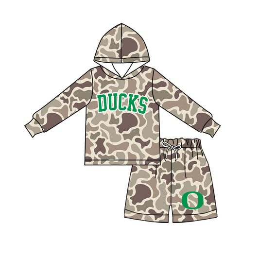 ( Moq 5 ) Baby Girls Kids Long Sleeves Hoodie Shirt Camo Shorts Team Set Clothes