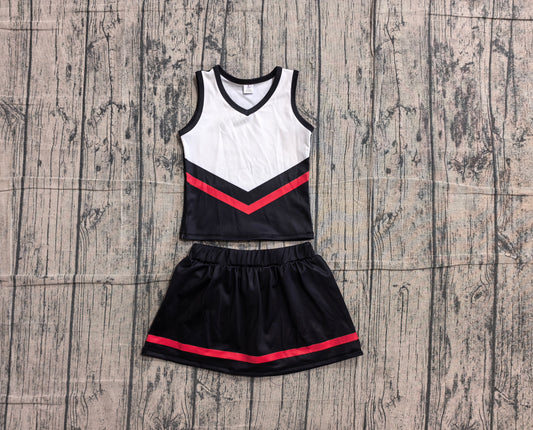 ( No moq ) Preorder Baby Girls Kids Sleeveless Tops Black Skirt Shorts Set Yoga Active Team Clothes